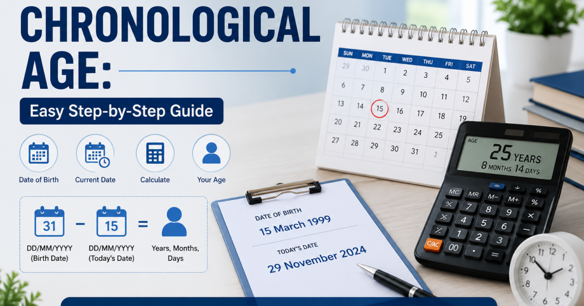 How to calculate chronological age with a calendar and calculator.
