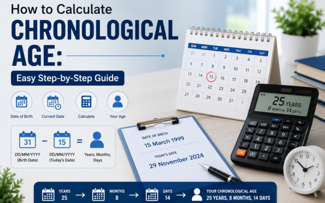 How to calculate chronological age with a calendar and calculator.
